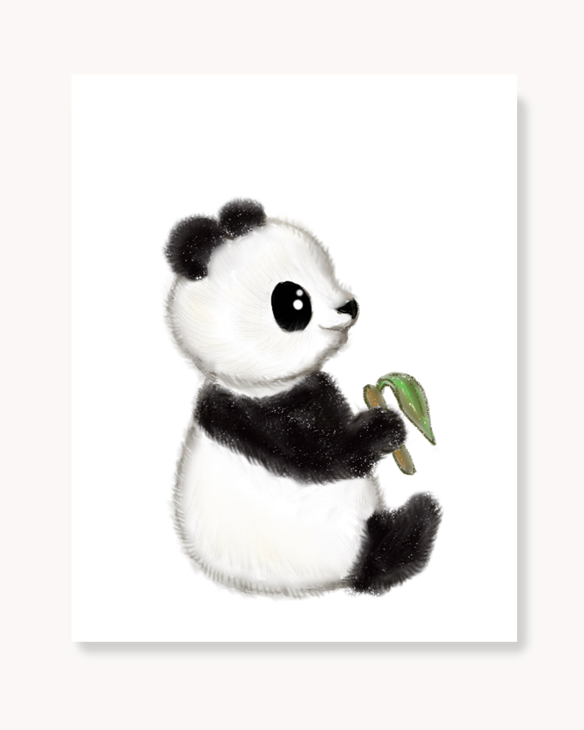 Hand drawn safari nursery decor wall art poster cute panda baby animal with bamboo