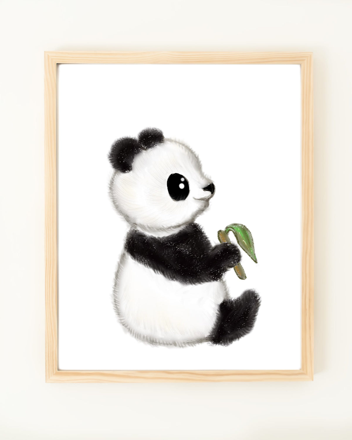Framed hand drawn safari nursery decor wall art poster cute panda baby animal with bamboo